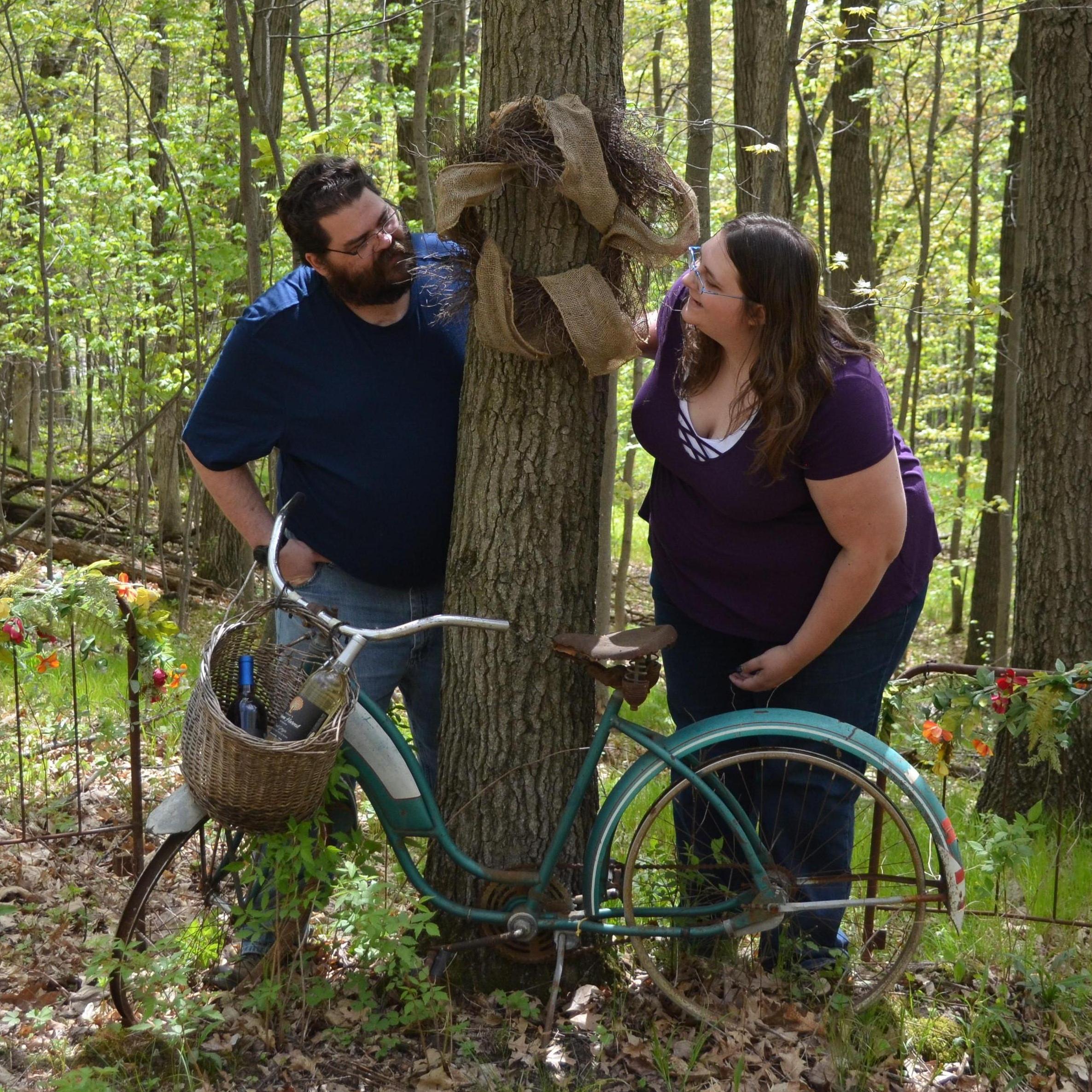 After about 10 peek around a tree photos I think we got it :)