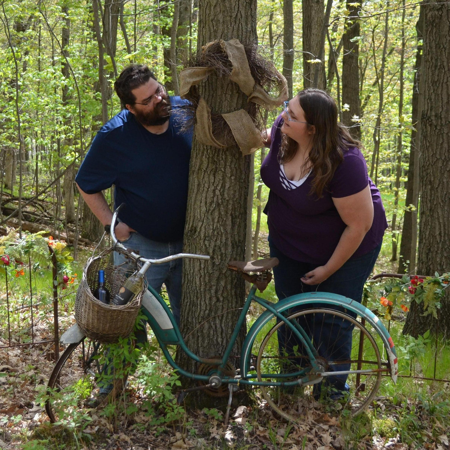 After about 10 peek around a tree photos I think we got it :)