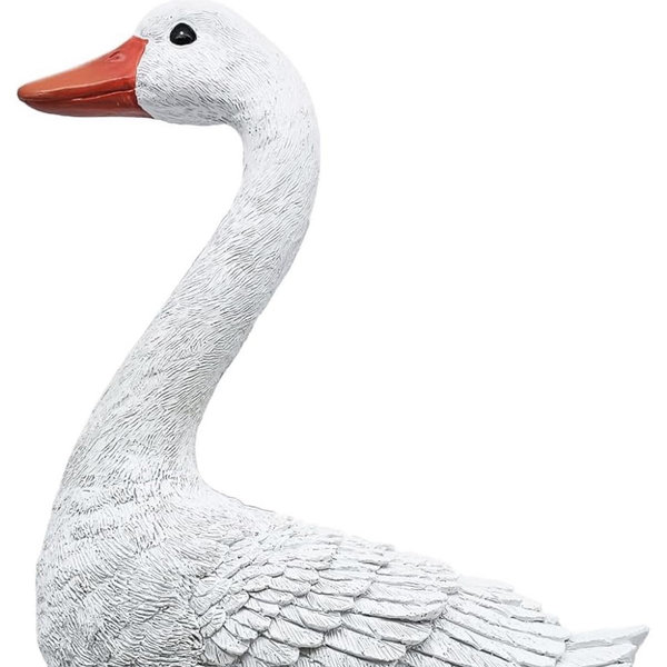 Joyful Porch Goose Statue Cygnus, Big Resin Garden Lawn Yard Décor, Sculpture, 20 inches High Figurine, Duck, Indoor and Outdoor, by GGTown TM