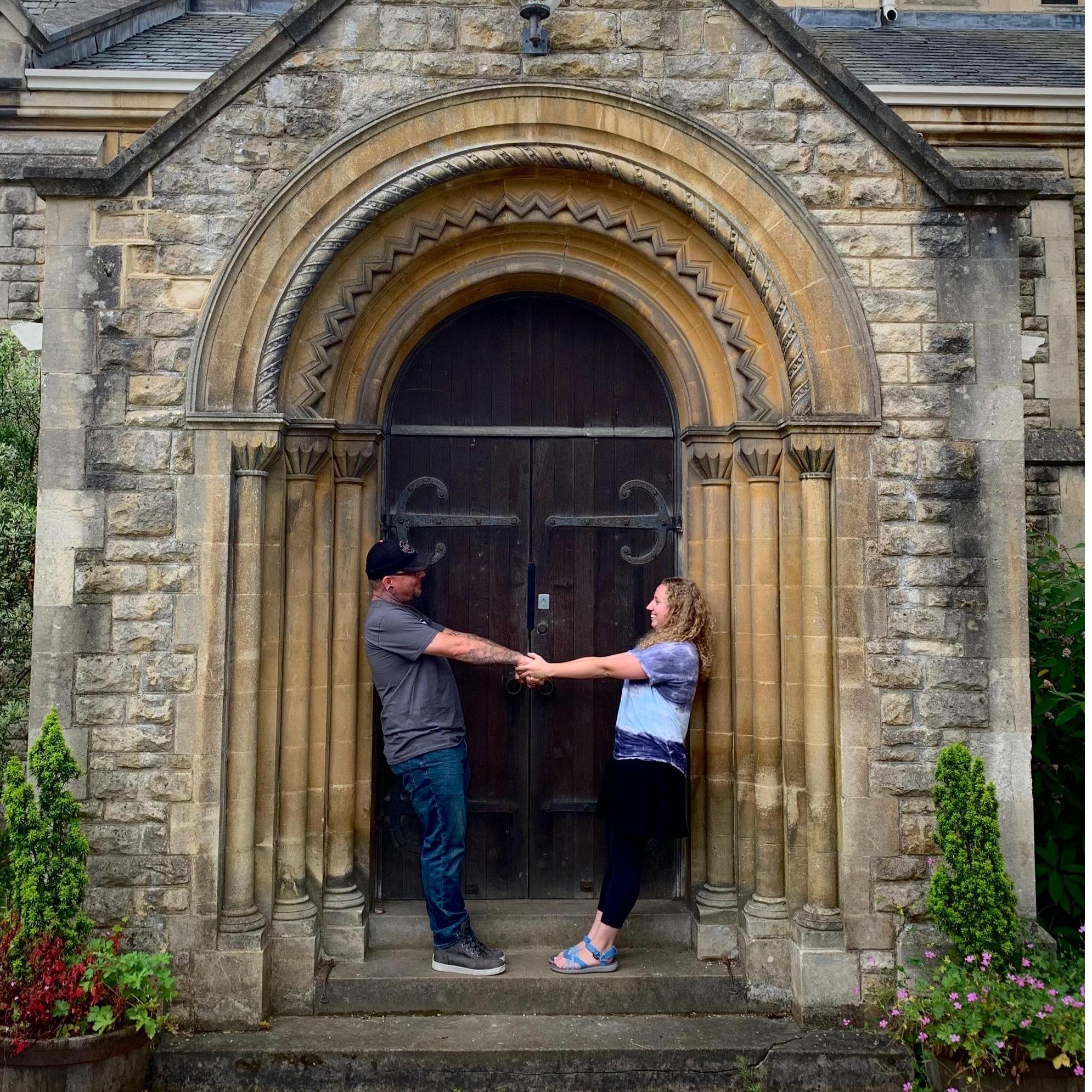 This is the doorway of St. Andrew's Church in Oxford England where he proposed