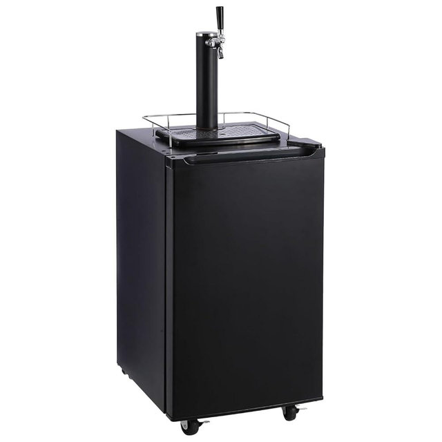 TROPOW Beer Kegerator, Single Tap Draft Beer Dispenser, Full Size Keg Refrigerator With Shelves, 32°F- 50°F Temperature Control, Drip Tray & Rail, Black