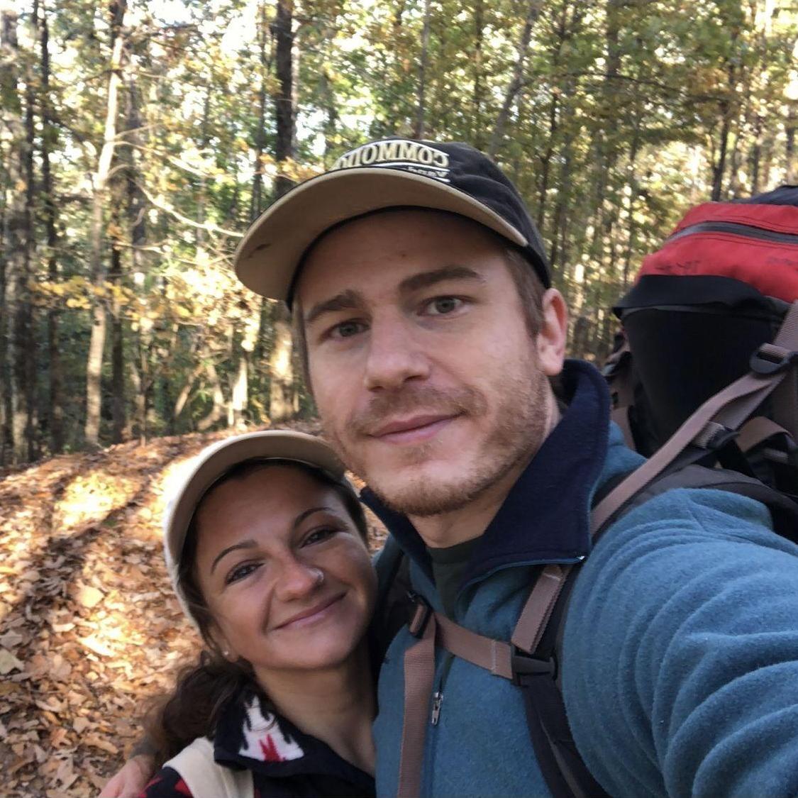 The morning after our first camping trip, after surviving coyotes and a never-ending hike. Note the lack of sleep on Brad's face from defending them from coyotes.