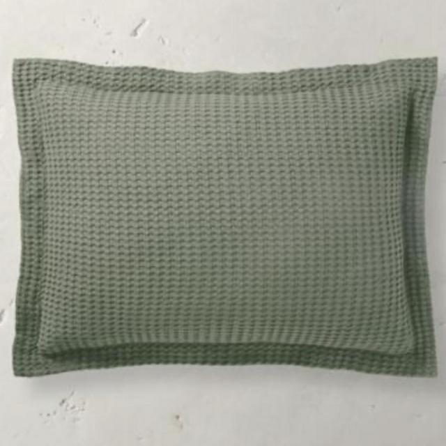 Standard Waffle Knit Cotton Sham in Agave Green | Grandinroad