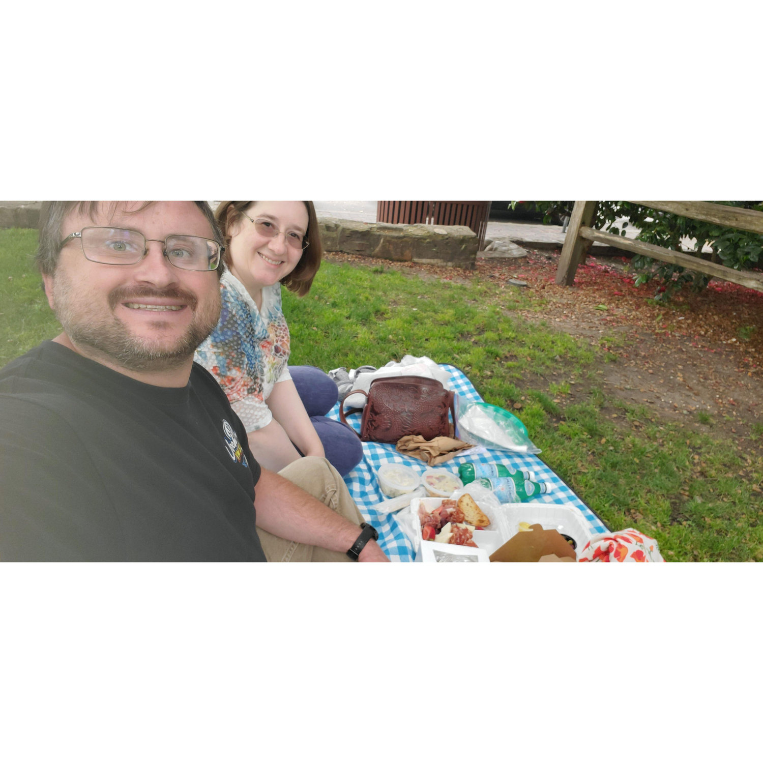 Surprise picnic for Tim's birthday in Carmel, CA