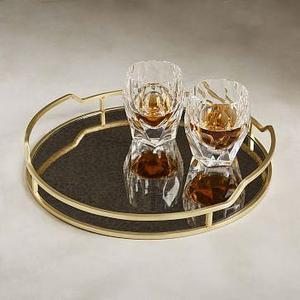 Fishs Eddy Gilded Café Mirror Tray, Round
