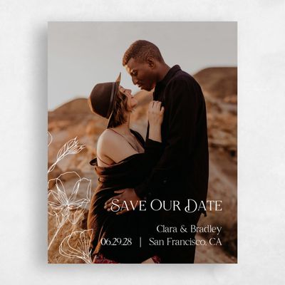 White Simple Wedding Save the Date - Flora Photo