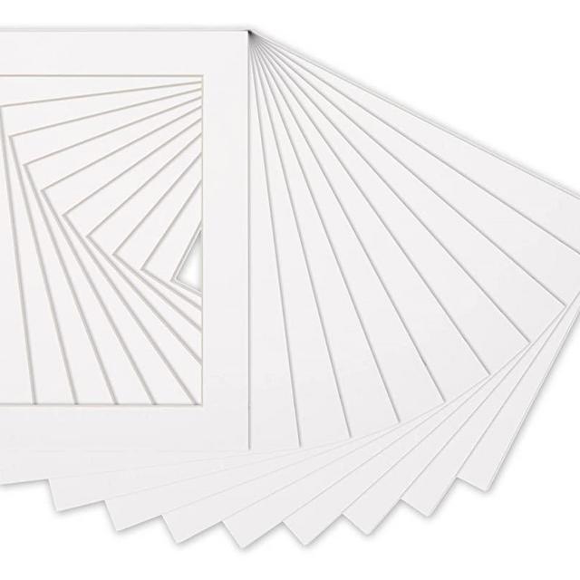 11x14 Mat for 12x16 Frame - Precut Mat Board Acid-Free White 11x14 Photo Matte Made to Fit a 12x16 Picture Frame, Premium Matboard for Family Photos, Show Kits, Art, Picture Framing, Pack of 10 Mats