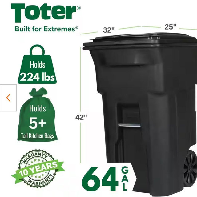 Large 64 Gallon Outdoor Trash Can