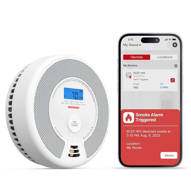 X-Sense Smart Smoke Detector Carbon Monoxide Detector Combo with Replaceable Battery, Wi-Fi Smoke and Carbon Monoxide Detector with Cost-Free App Notifications, SC07-WX, 1-Pack