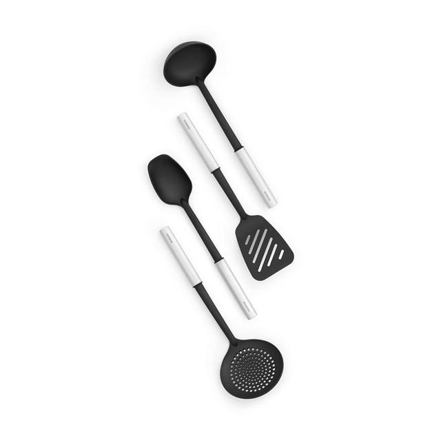 Brabantia Kitchen Utensils Set, Non-Stick, Silver & Black