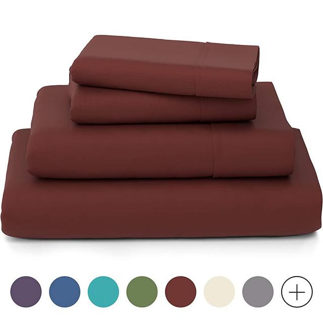 Cosy House Collection Luxury Bamboo Bed Sheet Set - Hypoallergenic Bedding Blend from Natural Bamboo Fiber - Resists Wrinkles - 4 Piece - 1 Fitted Sheet, 1 Flat, 2 Pillowcases - Cal King, Burgundy