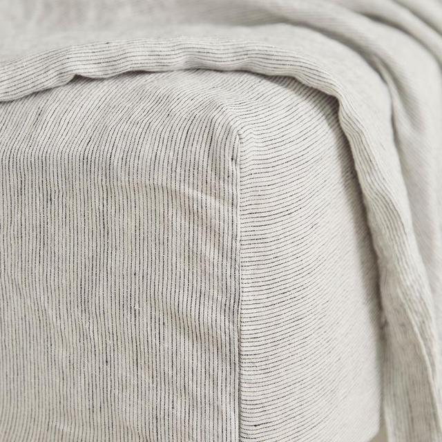 Linen Fitted Sheet - King - Pinstripe