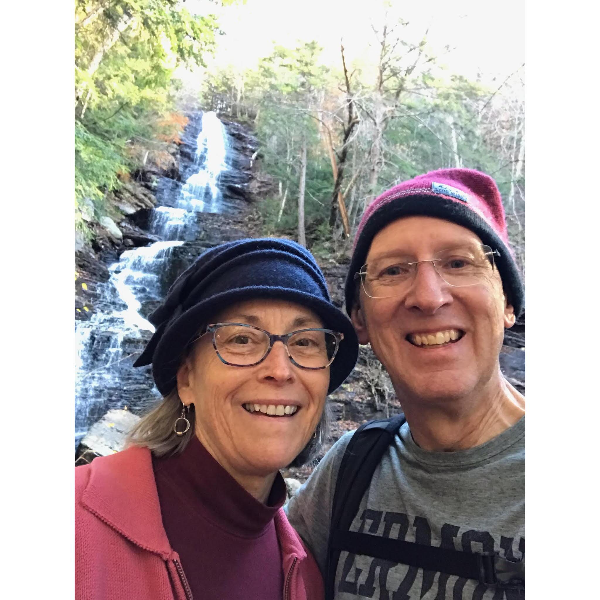 An early date, to a back-woods waterfall