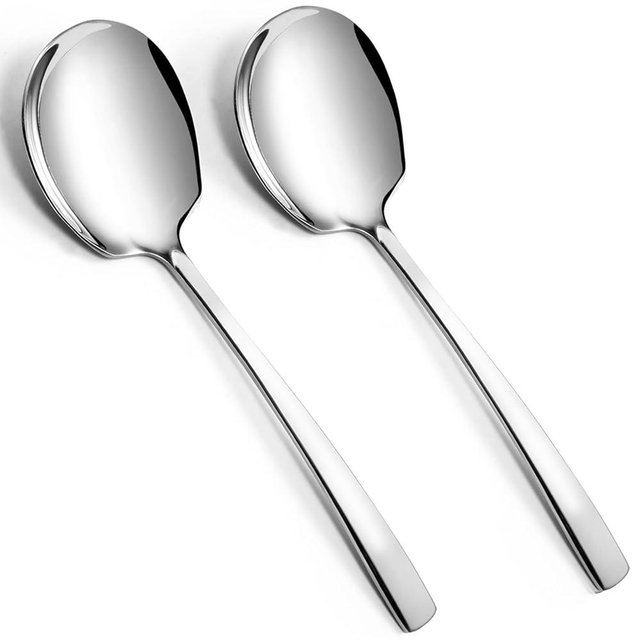Large Serving Spoons Set Stainless Steel 12 Inch Serving Utensils for Buffet Catering Dishwasher Safe(2-pieces, Silver)