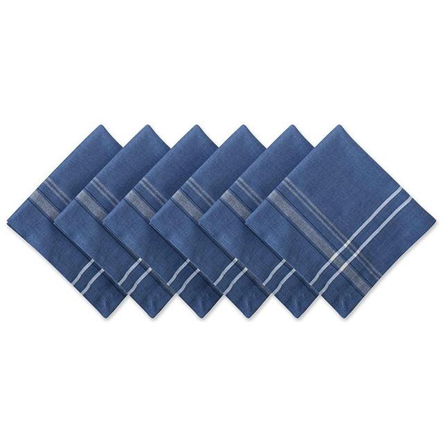 DII 100% Cotton French Stripe Tabletop Collection For Everyday Indoor/Outdoor Dining, Special Occasions or Dinner Parties, Machine Washable, Napkin S/6, Blue Chambray