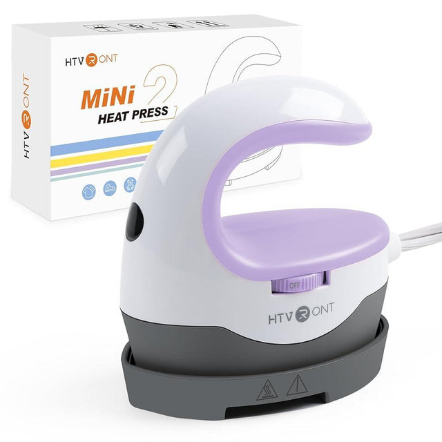 HTVRONT Heat Press Mini Heat Press Machine, Small Heat Press Portable Iron Press Machine for T Shirts, Hats, Heating Transfer Projects (Purple)