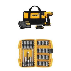 DEWALT DCD771C2 20V MAX Lithium-Ion Compact Drill/Driver Kit with DW2166 45-Piece Screwdriving Set