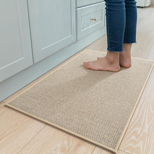 MontVoo Kitchen Rugs and Mats Non Skid Washable, Absorbent Runner Rugs for Kitchen, Front of Sink, Kitchen Mats for Floor (LightBeige, 20"x32")
