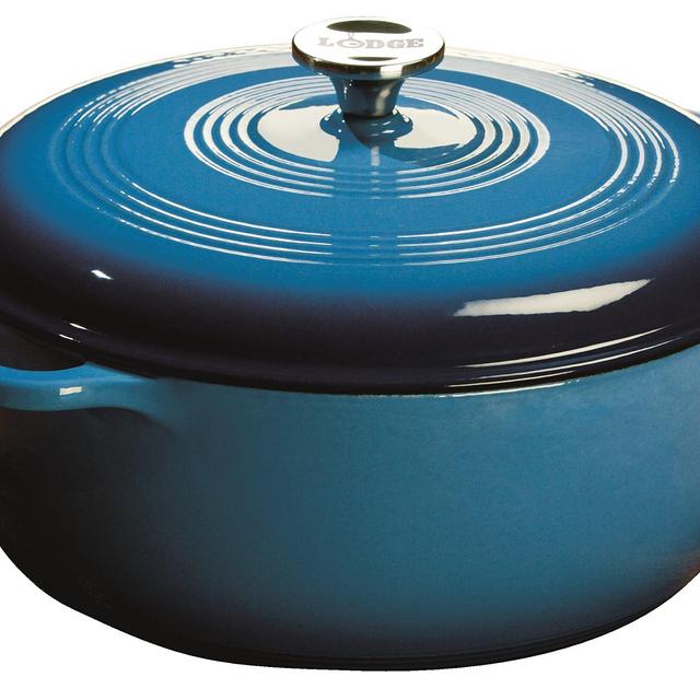 Lodge 7.5 Quart Enameled Cast Iron Dutch Oven. XL Blue
