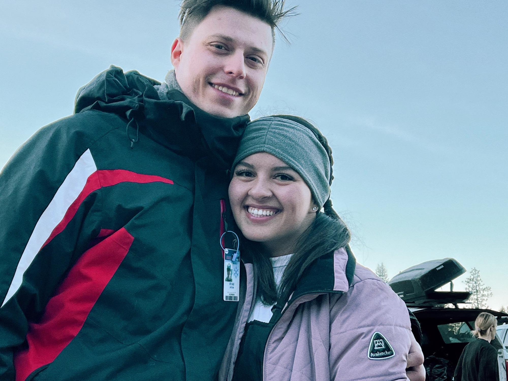 this was one of our first dates where Ryan taught Sophia how to snowboard!
