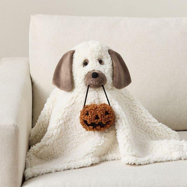 Doug the Dog Ghost Shaped Pillow Cover, 12 x 13", Ivory Multi