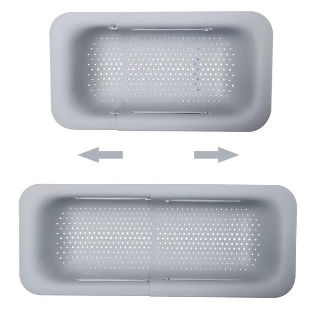 Collapsible Colander Over the Sink Drain Strainer Basket, Expandable Fruits and Vegetables Wash Kitchen Sink Strainer, Muzpz Multifunctional Retractable Plastic Kitchen Sink Strainer Basket(Grey)