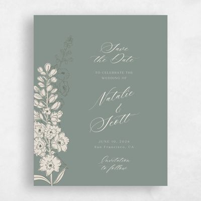 Deep Sage, Green Wedding Save the Date - Felce Portrait