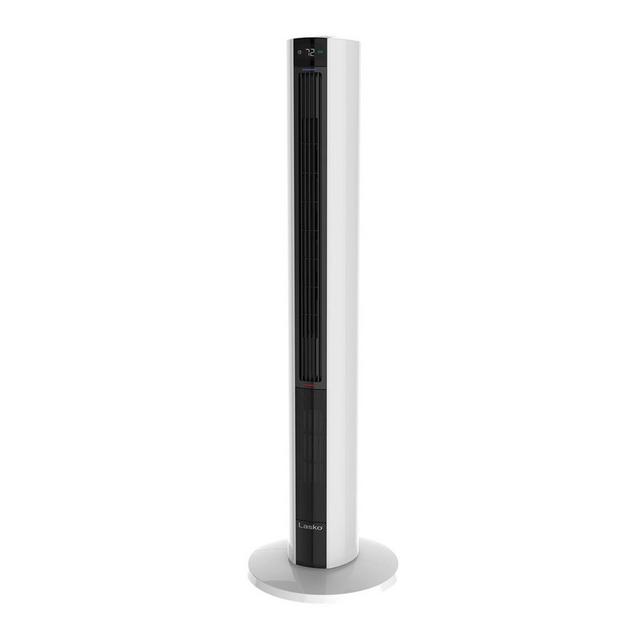 Lasko LKO-FH500 1500 Watt 4-Speed Quiet Bladeless Multi Function Remote Control Comfort Control Tower Fan and Space Heater w/ 3 Heat Settings, White
