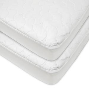 American Baby Company 2 Piece Waterproof Fitted Quilted Crib and Toddler Protective Pad Cover, White