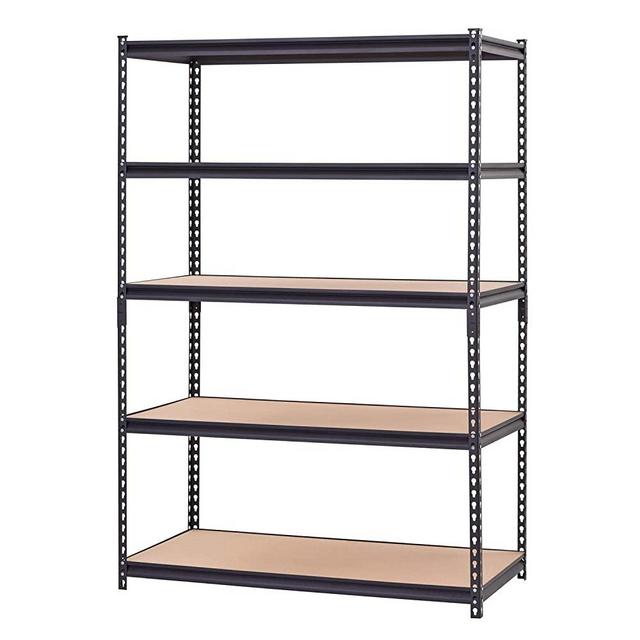 Muscle Rack 48" W x 24" D x 72" H 5-Shelf Steel Shelving, Black