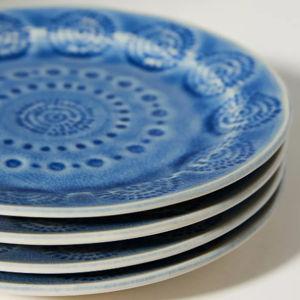 Anthropologie Old Havana Bread Plates, Set of 4 - Wedgewood Blue