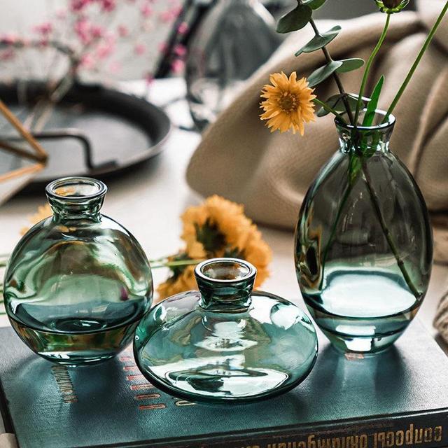 Set of 3 Mini Classic Glass Vase Set (Green)