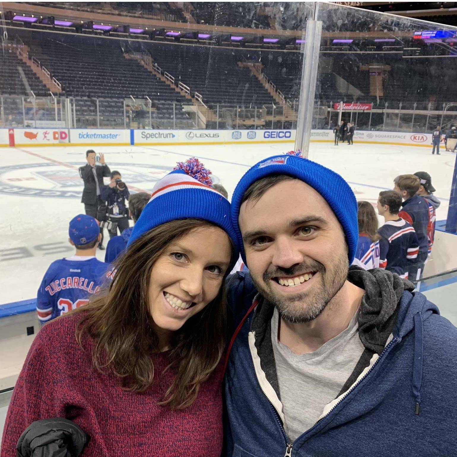 Chelsea's first hockey game and we got to go on the ice!