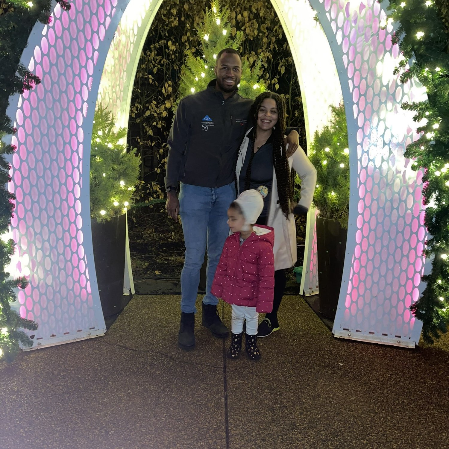 A cute photo with Lexi’s baby sister Maddie at the Botanical Lights in STL