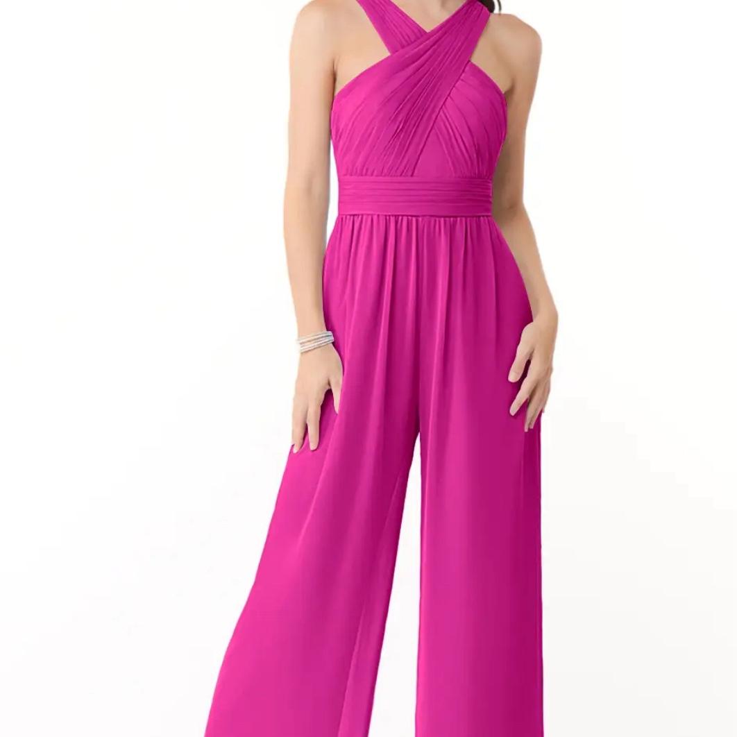 Comes in over 70 colors 

https://www.azazie.com/gb/products/azazie-berdie-fuchsia-halter-pleated-chiffon-bridesmaid-dress-jumpsuit/178977