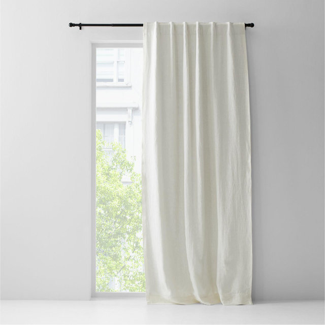 Ivory European Flax ®-Certified Linen Blackout Window Curtain Panel 52"x84"