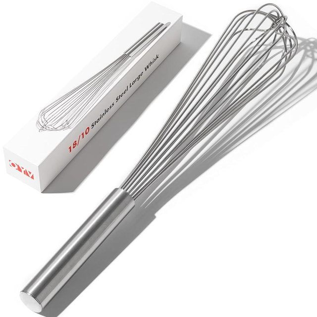OYV 18/10 Stainless Steel Large Whisk, 17" Commercial Heavy Duty Whisk for Whipping Eggs, Mixing Batter, Making Sauces, Long Wisk Dishwasher Safe
