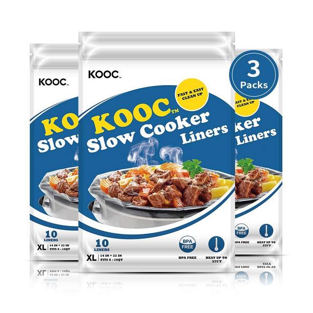 [NEW] KOOC Disposable Slow Cooker Liners and Cooking Bags, Extra Large Size Fits 6-10QT Pot, 14"x 22", 3 Packs (30 Counts), Fresh Locking Seal Design