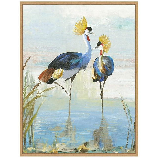 Amanti Art Framed Canvas Wall Art 24x18 Heron Pairing by Aimee Wilson, Framed Wall Art Canvas, Animals Artwork, Modern Contemporary Decor, Medium Poster Painting for Living Room, Bedroom, Bathroom