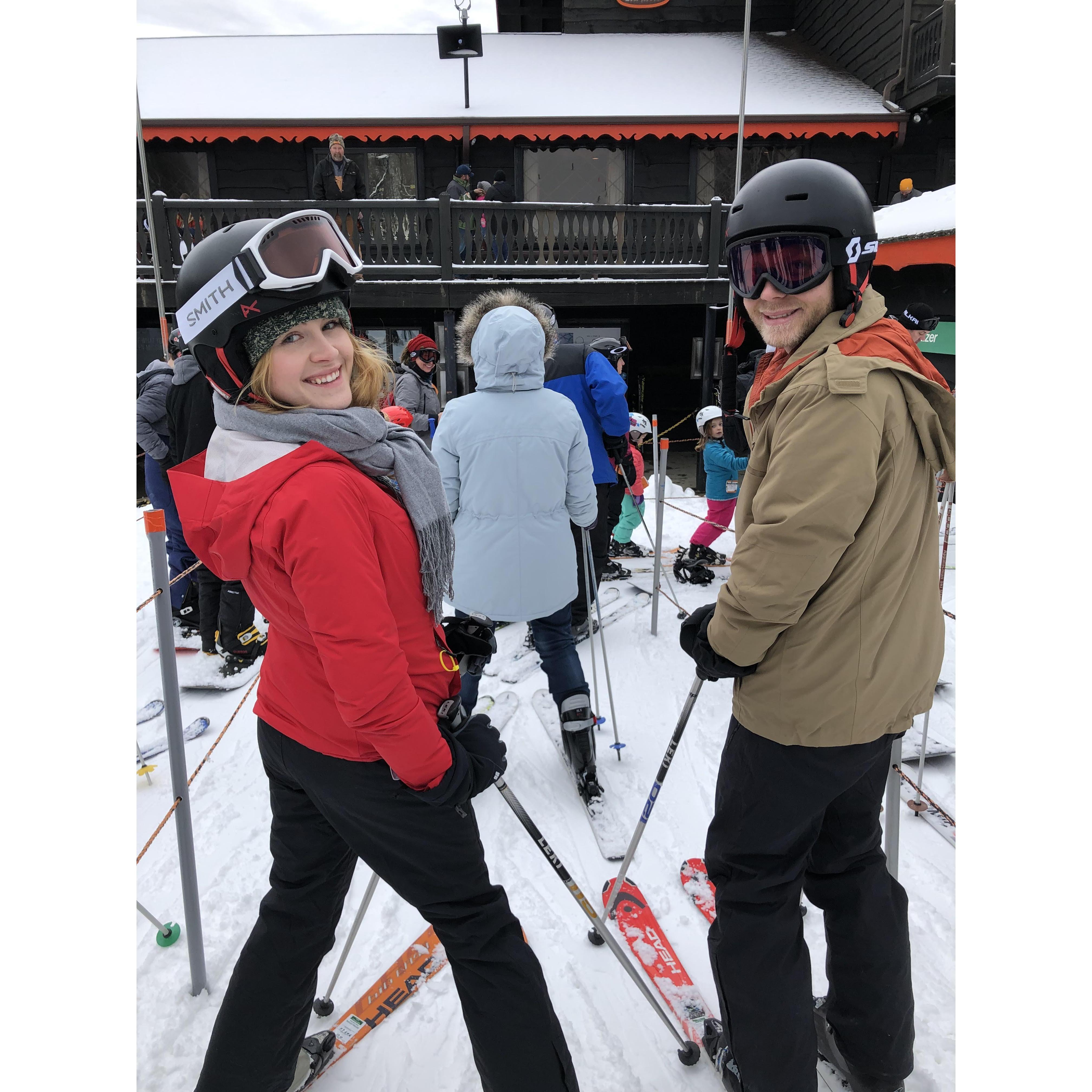 A ski trip in NC.
Colton is much better at skiing now than he was here.
Liz is not.