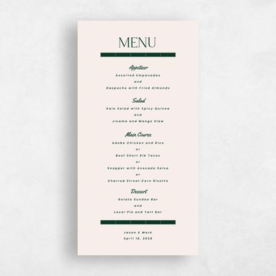 Green Geometric Wedding Menu - Metropol