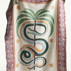 Printed Goods Cotton Jacquard Throw Blanket (Ivory / Snake)