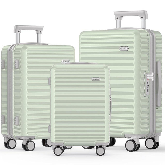SHOWKOO Luggage Sets 3 Piece Hardside Expandable Suitcase with Double Spinner Wheels Tsa Lock Cyan (20in/24in/28in)