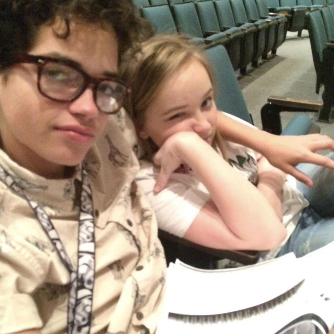 Hard at work studying lines