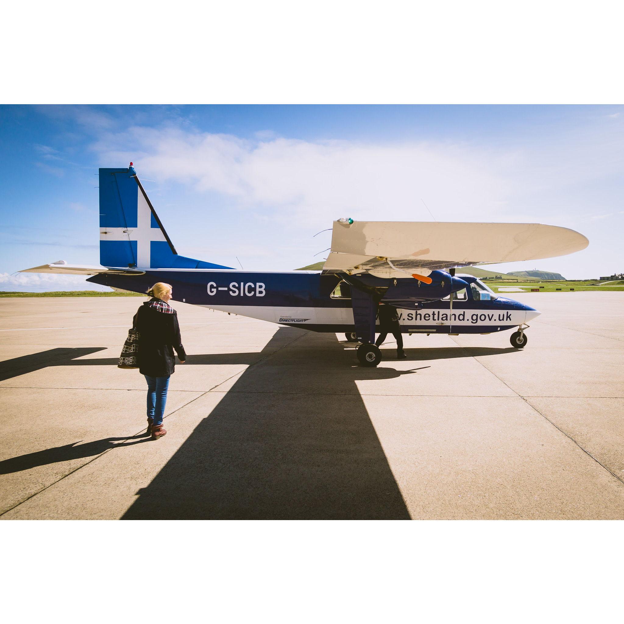 Boarding the flight to Fair Isle from Tingwall Airport