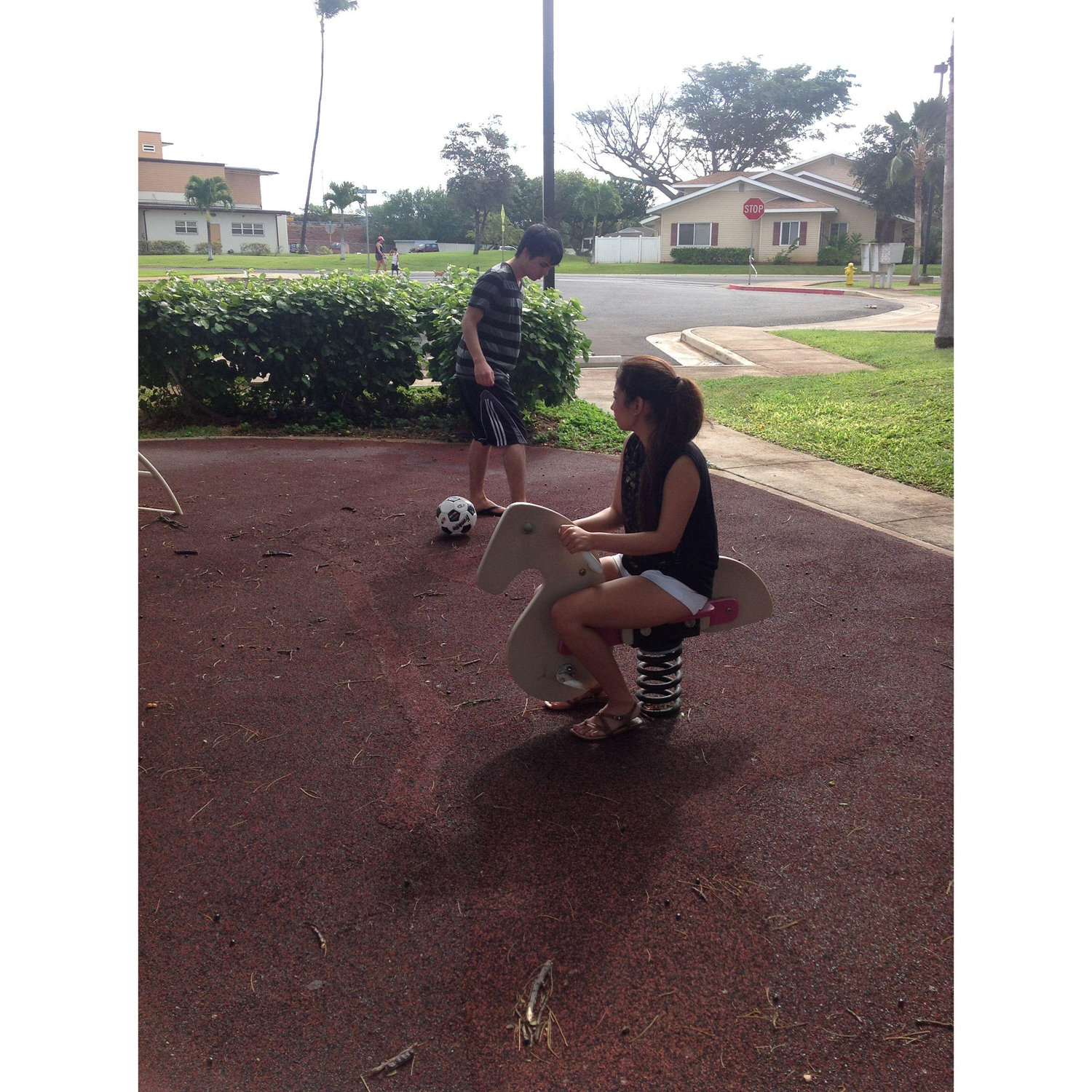 At a playground in the neighborhoods of Pearl Harbor, Hawaii in 2012.
