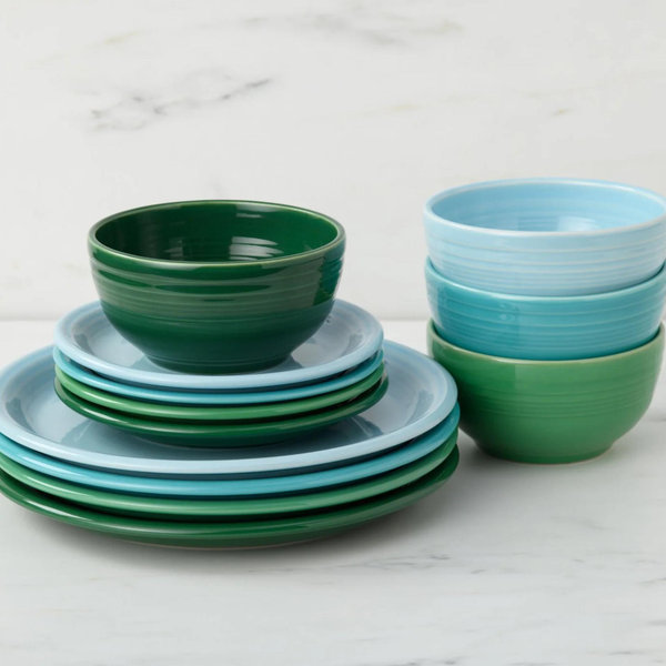 Mixed Aegean Bistro Coupe 12-Piece Dinnerware Set, Service for 4