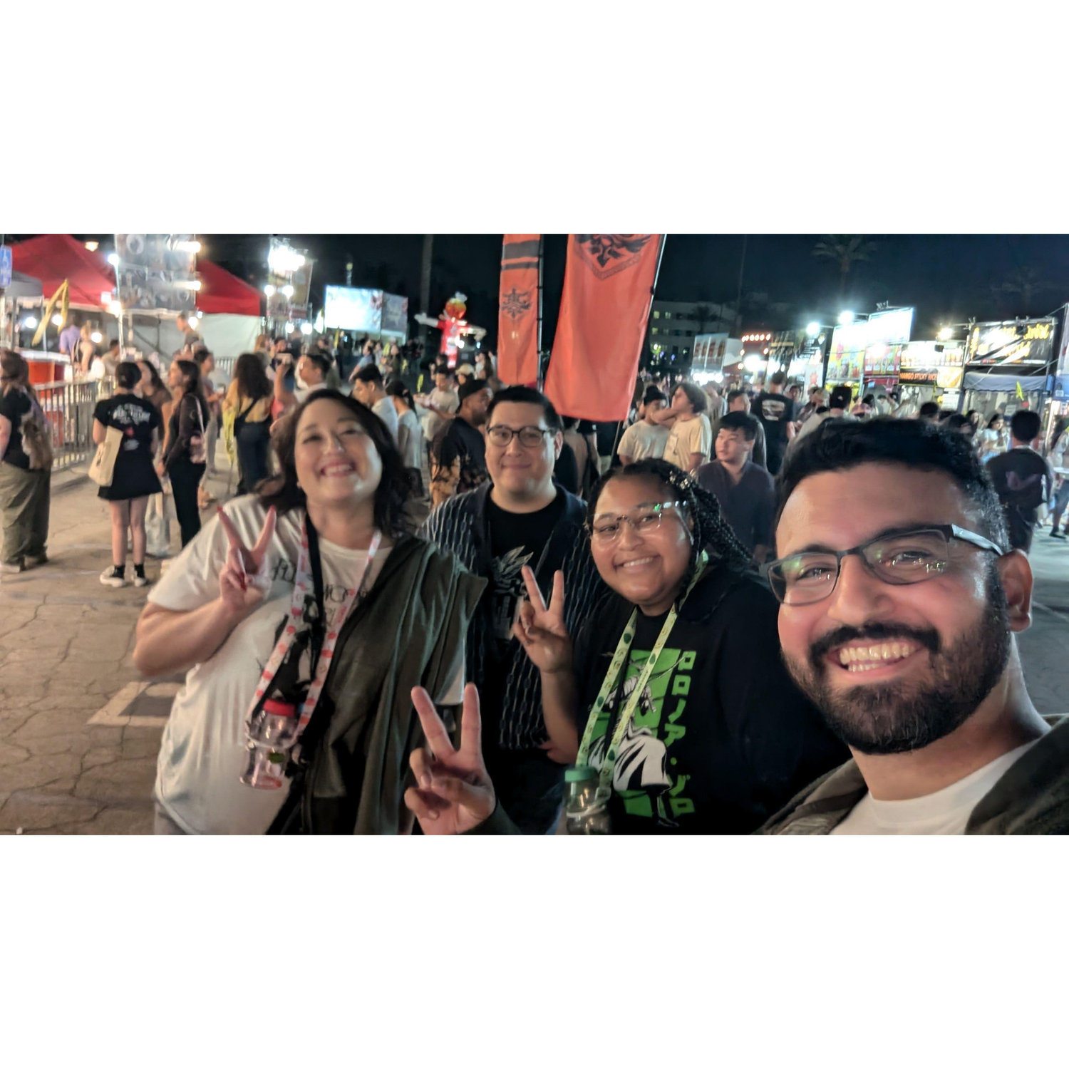Bride's best friends with her best guy and the best food festival.