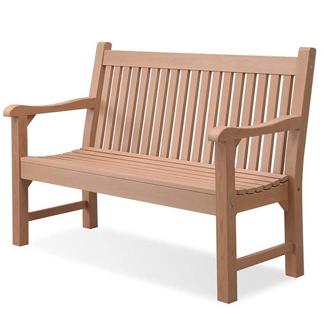 Psilvam Garden Bench, 2-Person Poly Lumber Patio Bench, All-Weather Outdoor Bench That Never Rot and Fade, Suit for Garden, Porch and Park