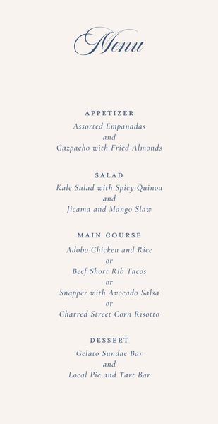 Loxley | Ice | Zola Wedding Menus